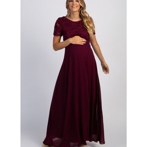 PinkBlush crochet top chiffon maxi dress nwot